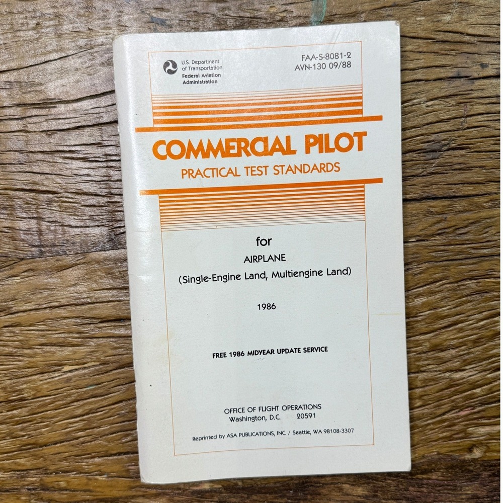 Vintage 1986 FAA Commercial Pilot Practical Test Standards ASA Manual Airplane